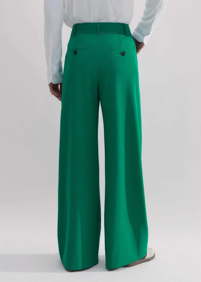 Women Regular WideLeg Pleat Front Pant Orchid Green MEEM