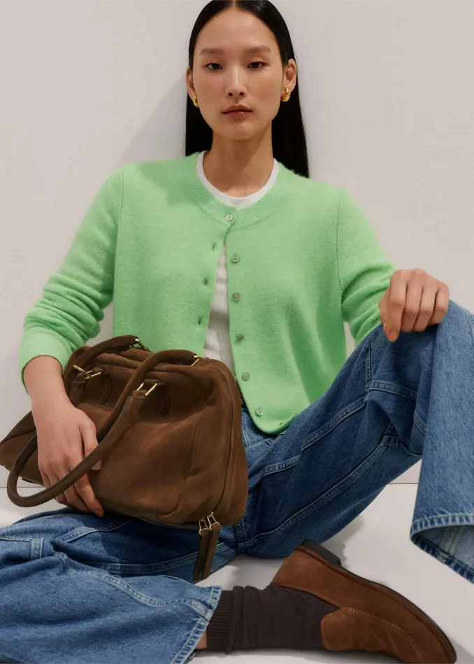 Women Responsible Alpaca Crop Cardigan Bright Pistachio Green MEEM