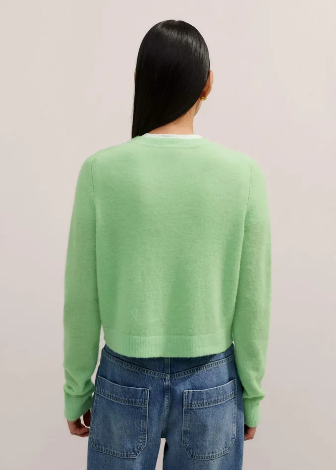 Women Responsible Alpaca Crop Cardigan Bright Pistachio Green MEEM