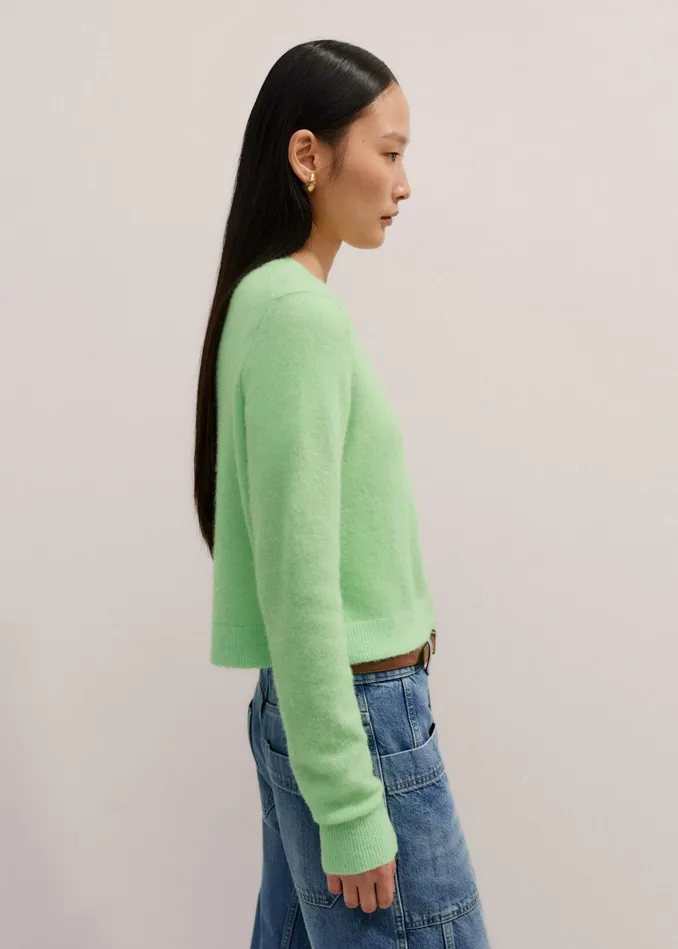 Women Responsible Alpaca Crop Cardigan Bright Pistachio Green MEEM