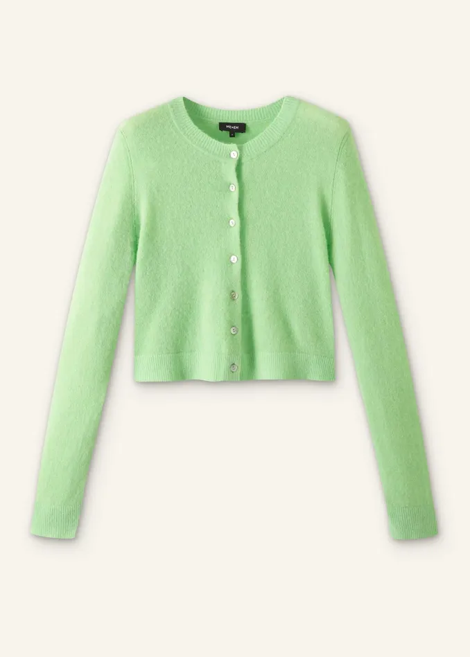 Women Responsible Alpaca Crop Cardigan Bright Pistachio Green MEEM