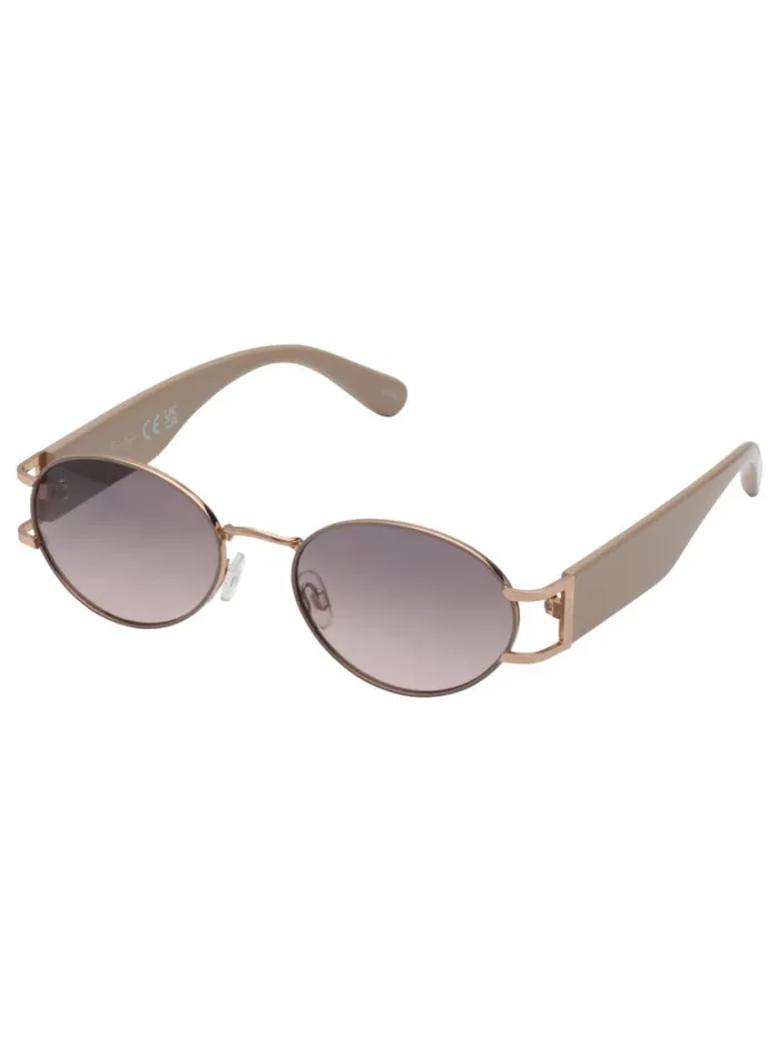 Women Retro Vintage Metal Oval Sunglasses In Nude Jessica Simpson Earrings