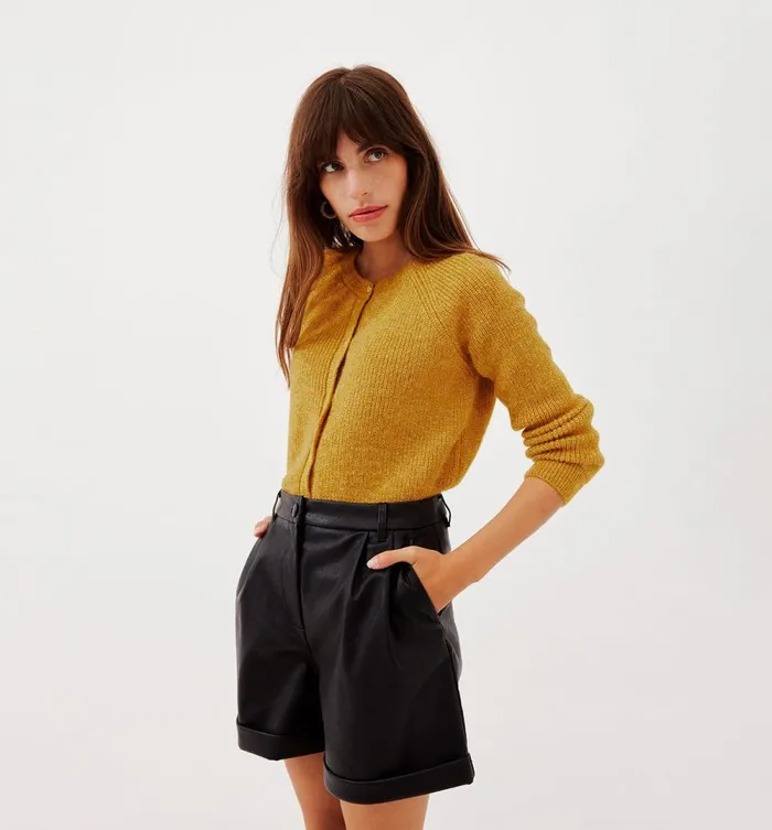 Women Ribbed Cardigan 8211 Yellow Promod Jumpers And Cardigans