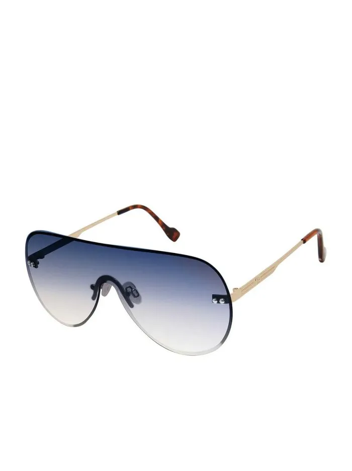 Women Rimless Metal Aviator Shield Sunglasses In Gold Jessica Simpson Sunglasses