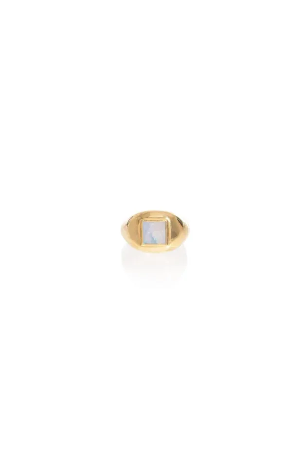 Women Rings Gabriela Hearst Medium Ring In 18k Gold and Mother Of Pearl Stone