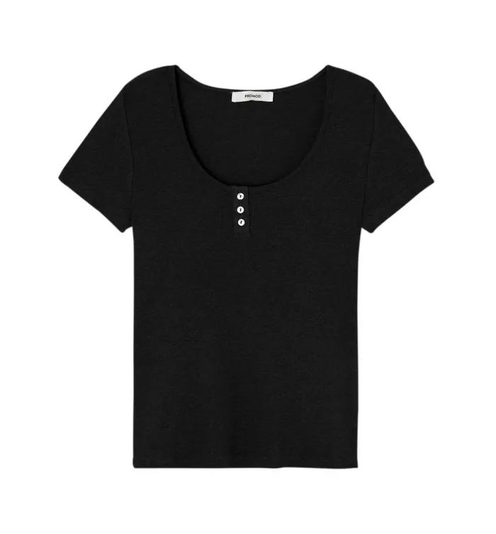 Women Round Neck Rib Top 8211 Black Promod Tops Women Round Neck Rib Top 8211 Black Promod Tops