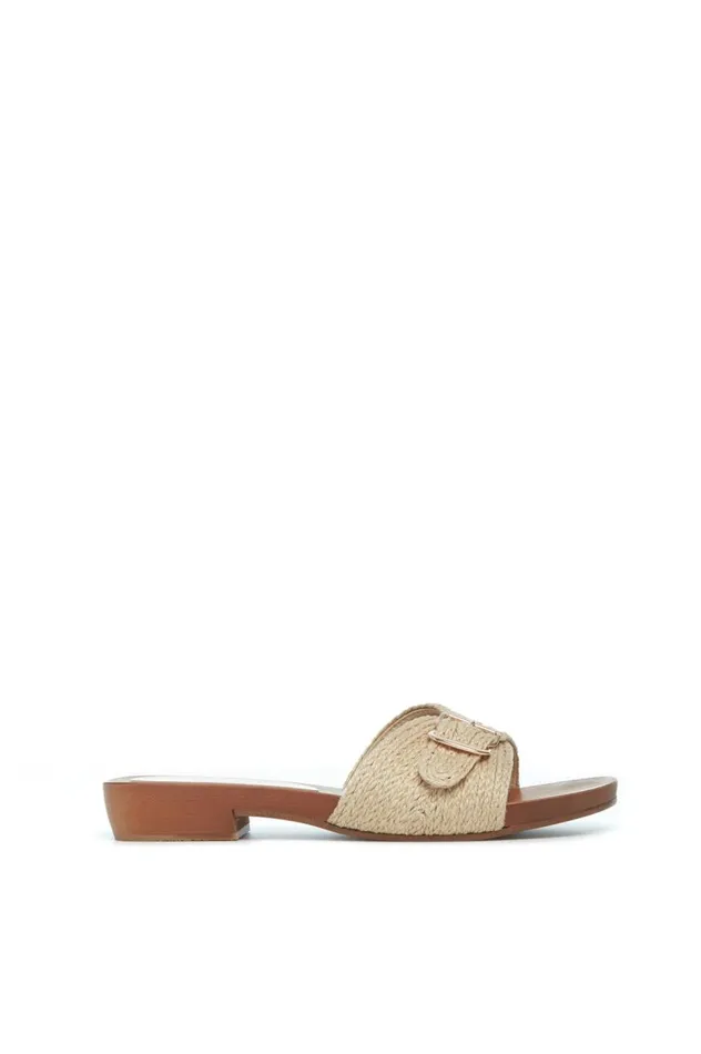 Women Sandals Gabriela Hearst Clover Slide Sandal In Cream Leather Jute