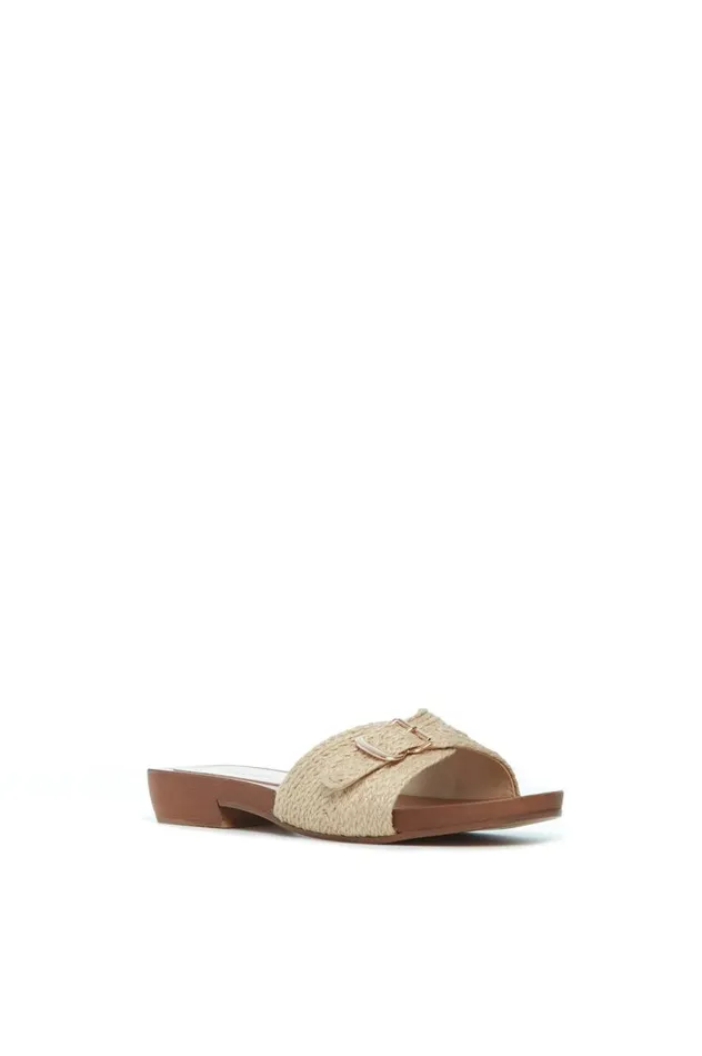 Women Sandals Gabriela Hearst Clover Slide Sandal In Cream Leather Jute