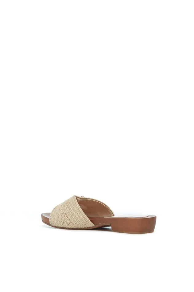 Women Sandals Gabriela Hearst Clover Slide Sandal In Cream Leather Jute