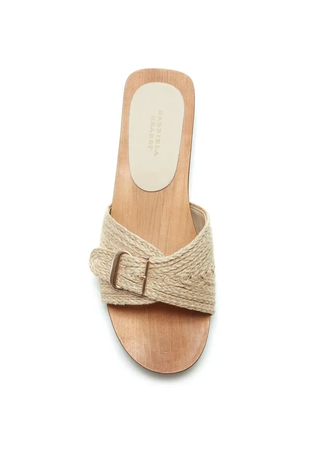 Women Sandals Gabriela Hearst Clover Slide Sandal In Cream Leather Jute