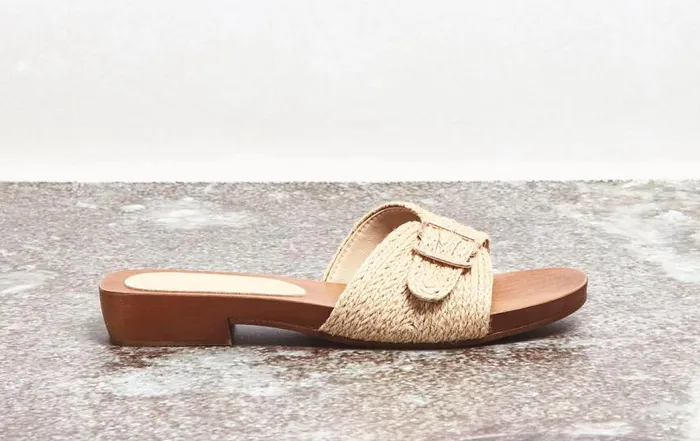 Women Sandals Gabriela Hearst Clover Slide Sandal In Cream Leather Jute