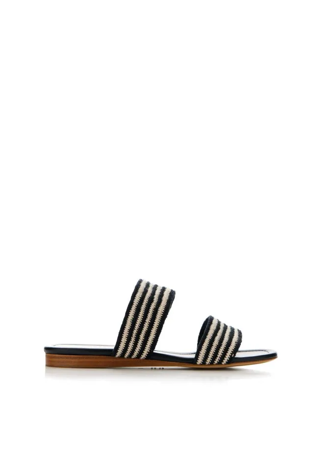 Women Sandals Gabriela Hearst Lora Flat Sandal In Black and White Crochet