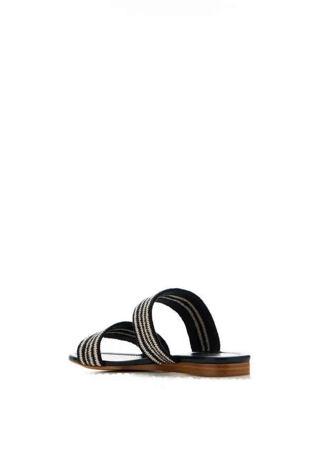 Women Sandals Gabriela Hearst Lora Flat Sandal In Black and White Crochet