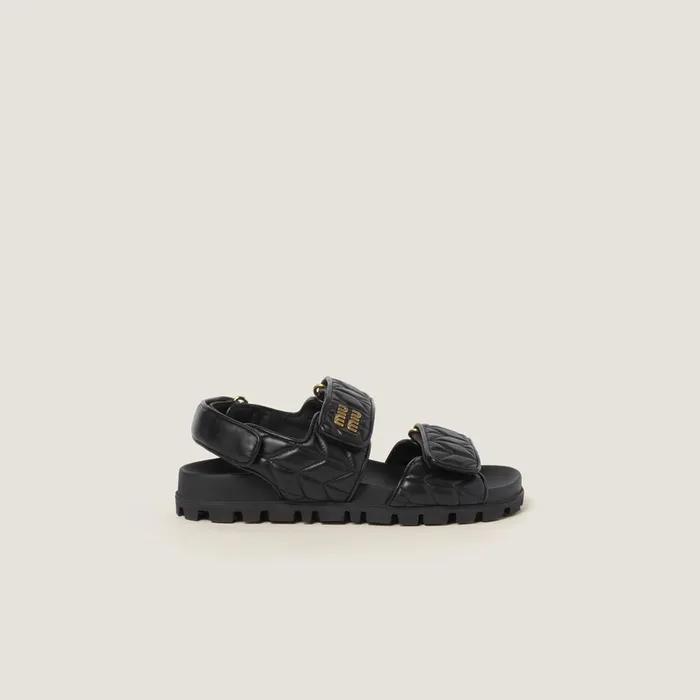 Women Sandals Miu Miu Sporty Matelass Nappa Leather Sandals Black Women Sandals Miu Miu Sporty Matelass Nappa Leather Sandals Black
