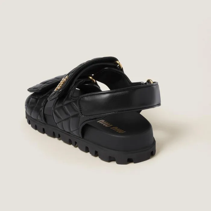 Women Sandals Miu Miu Sporty Matelass Nappa Leather Sandals Black Women Sandals Miu Miu Sporty Matelass Nappa Leather Sandals Black