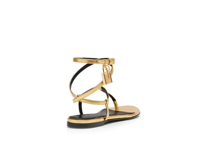 Women Sandals Tom Ford Laminated Leather Padlock Sandal Gold Women Sandals Tom Ford Laminated Leather Padlock Sandal Gold