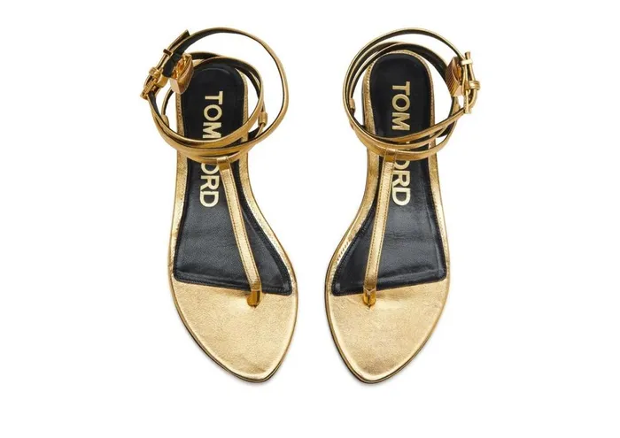 Women Sandals Tom Ford Laminated Leather Padlock Sandal Gold Women Sandals Tom Ford Laminated Leather Padlock Sandal Gold