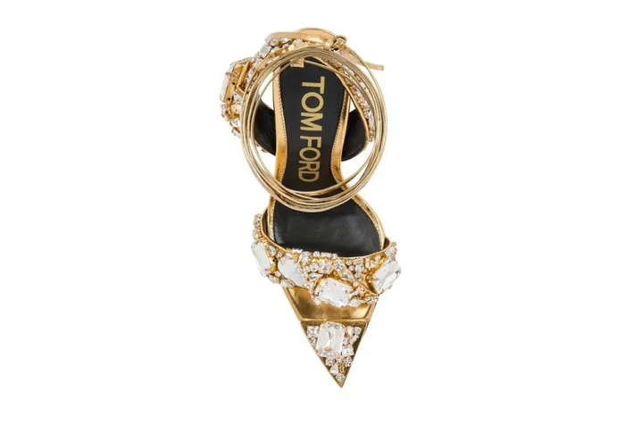 Women Sandals Tom Ford Mirror Leather And Crystal Stones Pointy Jewel Sandal Goldcrystal Women Sandals Tom Ford Mirror Leather And Crystal Stones Pointy Jewel Sandal Goldcrystal