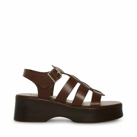 Women SARAI BROWN LEATHER Brown Leather Steve Madden Sandals