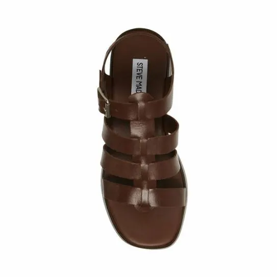 Women SARAI BROWN LEATHER Brown Leather Steve Madden Sandals Women SARAI BROWN LEATHER Brown Leather Steve Madden Sandals