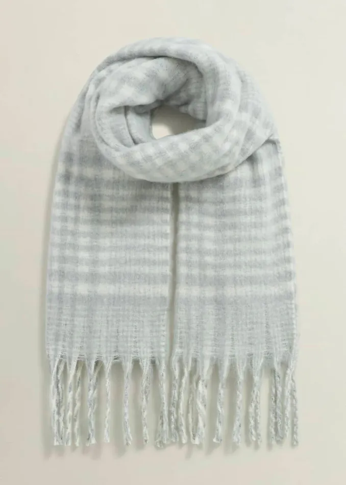 Women Sasha Check Scarf Grey Ivory Hobbs Scarves