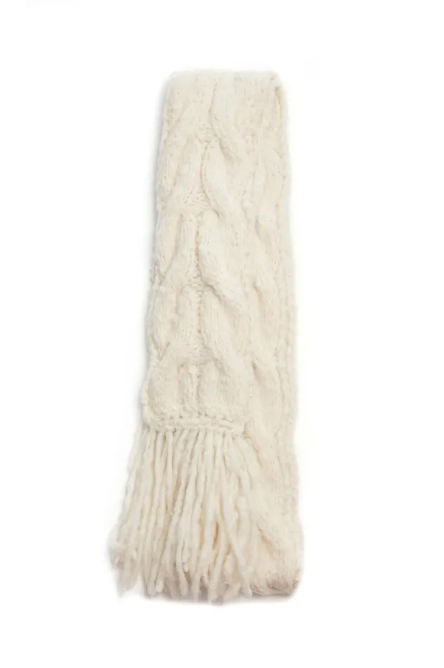 Women Scarves and Gloves Gabriela Hearst Serena Knit Scarf In Ivory Welfat Cashmere