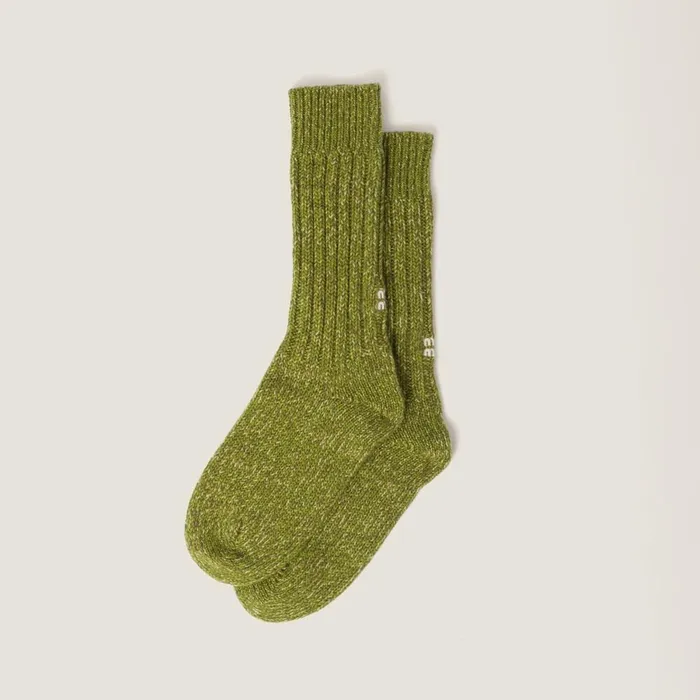 Women Scarves And Socks Miu Miu Wool And Cashmere Socks Fern Green