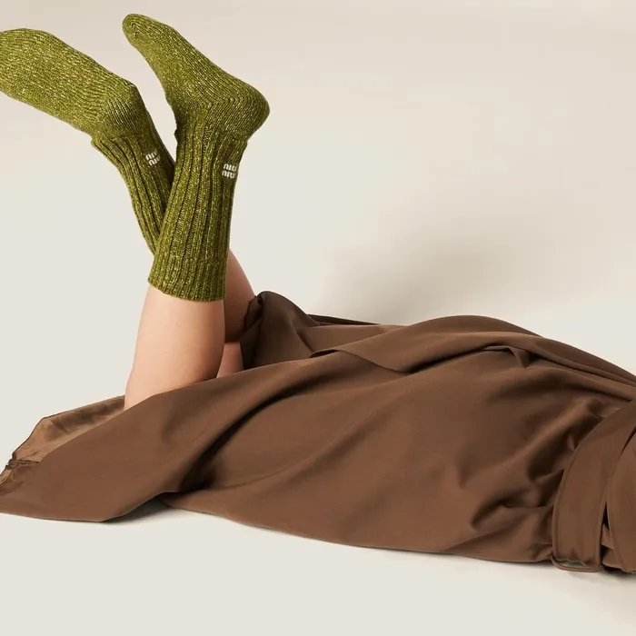 Women Scarves And Socks Miu Miu Wool And Cashmere Socks Fern Green Women Scarves And Socks Miu Miu Wool And Cashmere Socks Fern Green