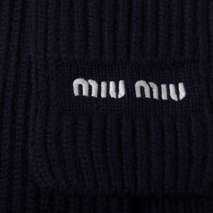 Women Scarves And Socks Miu Miu Wool Scarf Bluewhite Women Scarves And Socks Miu Miu Wool Scarf Bluewhite