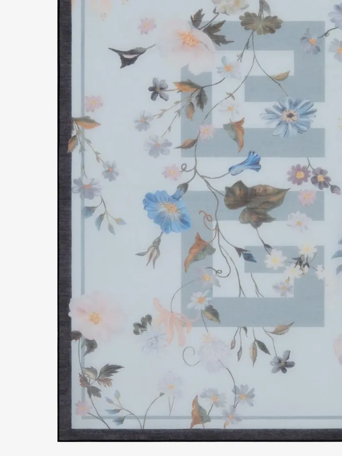 Women Scarves Givenchy Shawl In Silk And Cotton Jacquard With 4G Flowers Print Frost Women Scarves Givenchy Shawl In Silk And Cotton Jacquard With 4G Flowers Print Frost