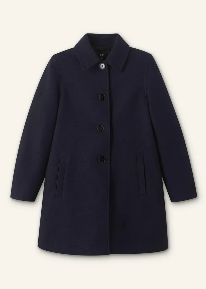 Women Sculptural Cotton Swing Coat Navy MEEM