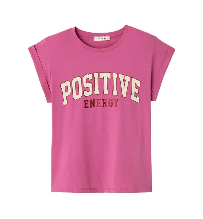 Women Sequinned TShirt 8211 Pink Print Promod Tops Women Sequinned TShirt 8211 Pink Print Promod Tops