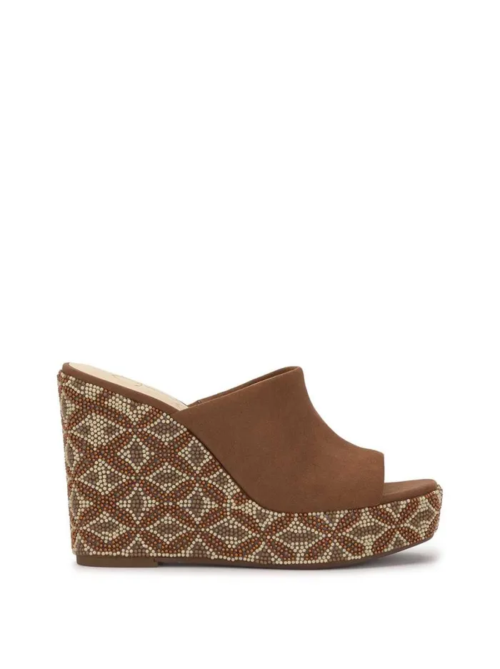 Women Shantell Platform Wedge Slide In Tobacco Jessica Simpson Slides and Mules