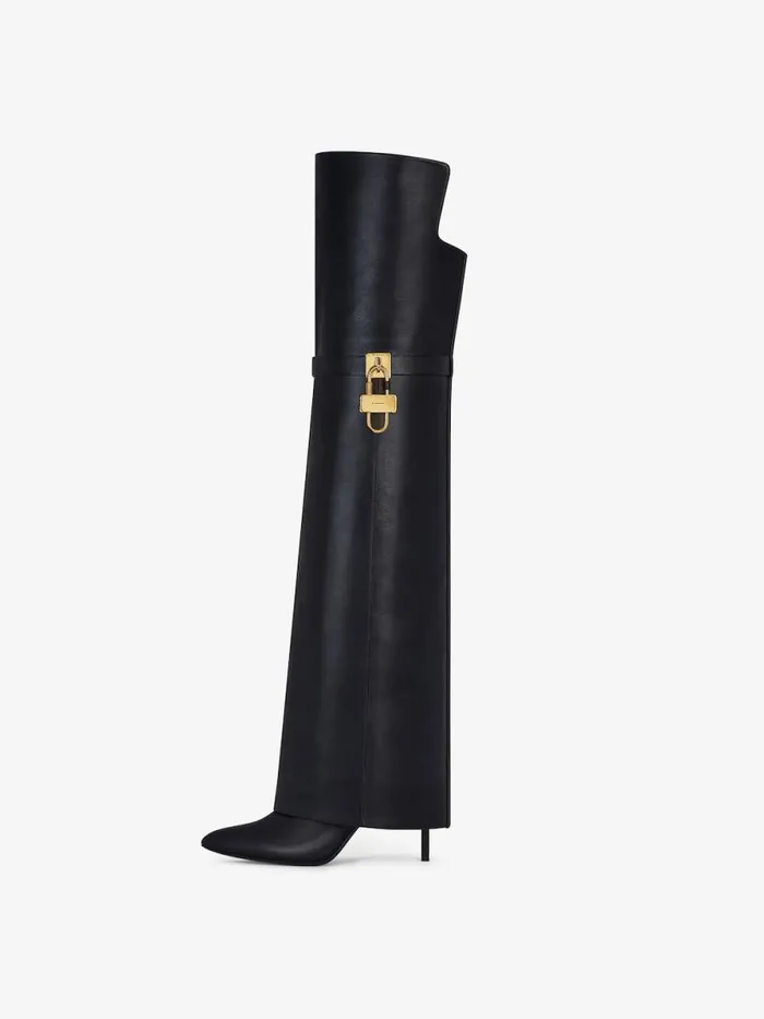 Women Shark Lock Givenchy Shark Lock Stiletto Overtheknee Boots In Leather Black Women Shark Lock Givenchy Shark Lock Stiletto Overtheknee Boots In Leather Black