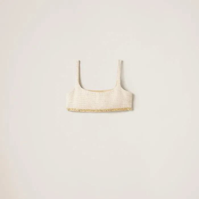 Women Shirts And Tops Miu Miu Check Lam Top Avoryalbino White