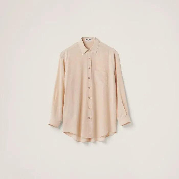 Women Shirts And Tops Miu Miu Crepe De Chine Shirt Albino White