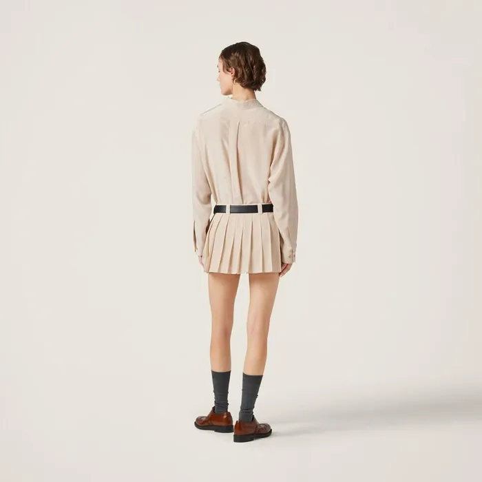Women Shirts And Tops Miu Miu Crepe De Chine Shirt Albino White Women Shirts And Tops Miu Miu Crepe De Chine Shirt Albino White