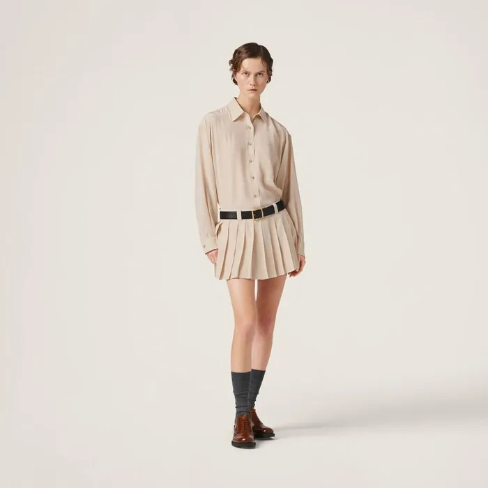 Women Shirts And Tops Miu Miu Crepe De Chine Shirt Albino White Women Shirts And Tops Miu Miu Crepe De Chine Shirt Albino White