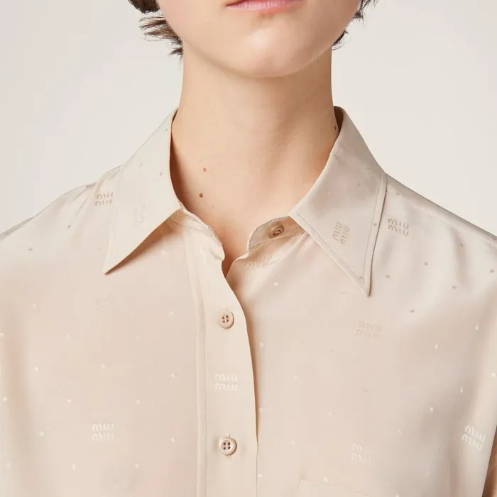 Women Shirts And Tops Miu Miu Crepe De Chine Shirt Albino White Women Shirts And Tops Miu Miu Crepe De Chine Shirt Albino White