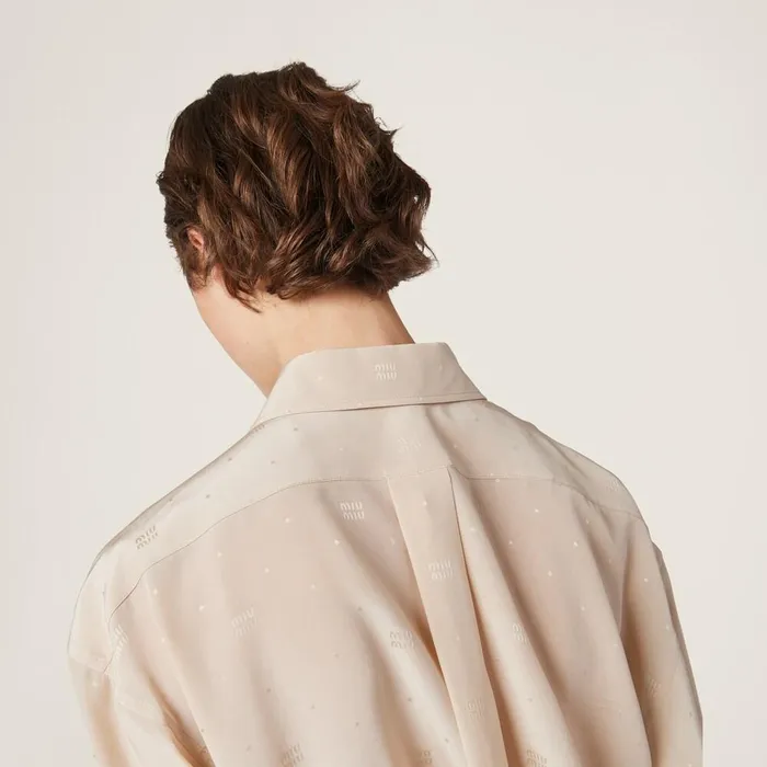 Women Shirts And Tops Miu Miu Crepe De Chine Shirt Albino White Women Shirts And Tops Miu Miu Crepe De Chine Shirt Albino White