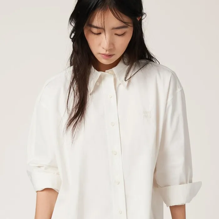 Women Shirts And Tops Miu Miu Poplin Shirt Ivory Women Shirts And Tops Miu Miu Poplin Shirt Ivory