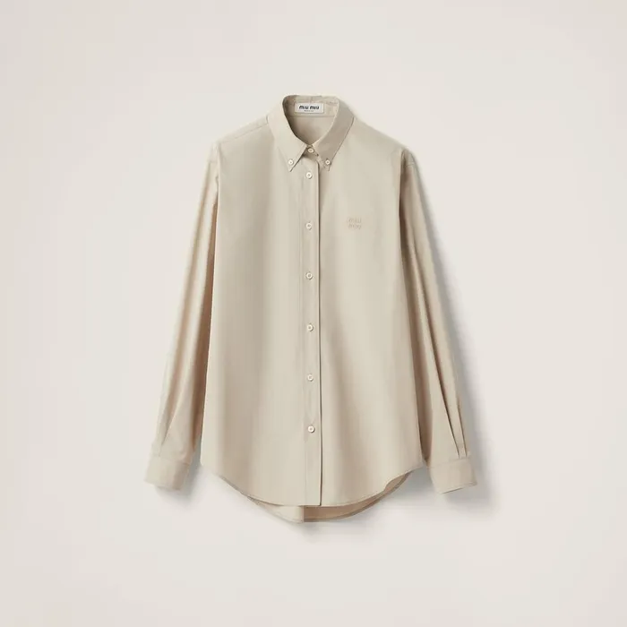 Women Shirts And Tops Miu Miu Poplin Shirt Limestone