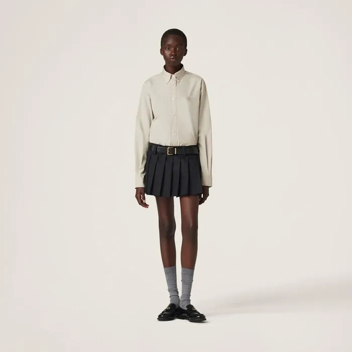 Women Shirts And Tops Miu Miu Poplin Shirt Limestone Women Shirts And Tops Miu Miu Poplin Shirt Limestone