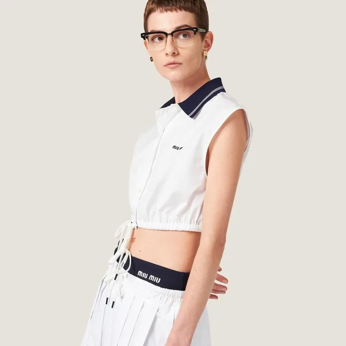 Women Shirts And Tops Miu Miu Poplin Top White Women Shirts And Tops Miu Miu Poplin Top White