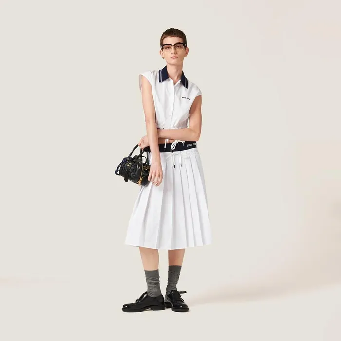 Women Shirts And Tops Miu Miu Poplin Top White Women Shirts And Tops Miu Miu Poplin Top White