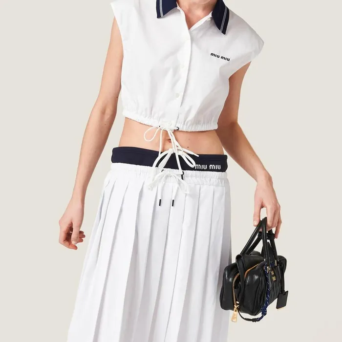 Women Shirts And Tops Miu Miu Poplin Top White Women Shirts And Tops Miu Miu Poplin Top White