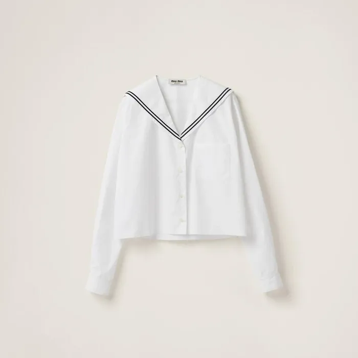 Women Shirts And Tops Miu Miu Sailor Poplin Shirt White