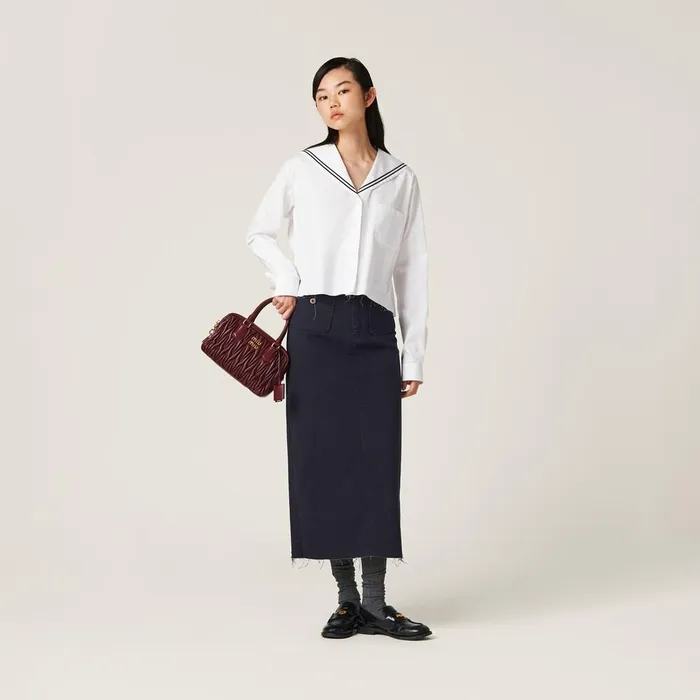 Women Shirts And Tops Miu Miu Sailor Poplin Shirt White Women Shirts And Tops Miu Miu Sailor Poplin Shirt White