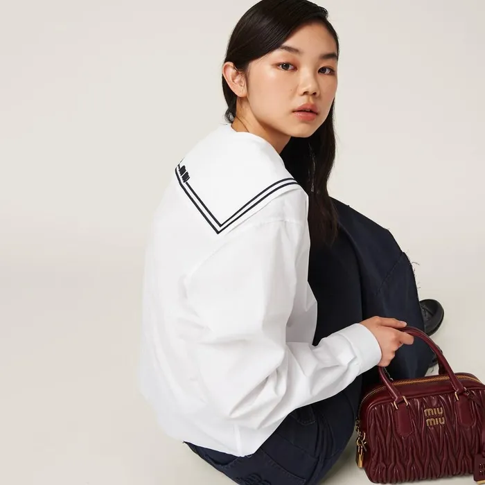 Women Shirts And Tops Miu Miu Sailor Poplin Shirt White Women Shirts And Tops Miu Miu Sailor Poplin Shirt White