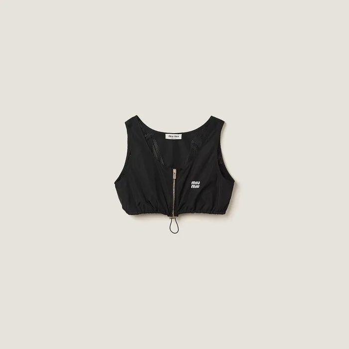 Women Shirts And Tops Miu Miu Technical Silk Top Black